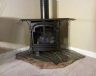 Freestanding Gas Fireplace - Custom Stone Pad 