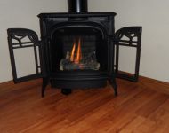 Free Standing Gas Fireplace with Decorative Doors